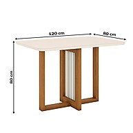 Mesa de Madeira Natalí com Vidro Nature/Off White – Elegância na Sua Sala - imagem 2