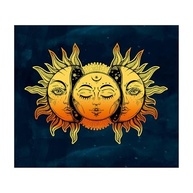Tapeçaria Abstrata Sol e Lua - Decoração Boêmia para Quarto e Sala de Estar - imagem 3