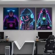 Conjunto de 3 Tela Art Deco Gamer - Decoração Moderna para Sala de Jogos, Escritório e Quarto - imagem 4