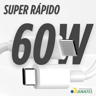 Cabo USB-C 2 Metros 60W Turbo: Carregamento Rápido e Durável para iPhone, Samsung, Xiaomi e Mais! - imagem 3