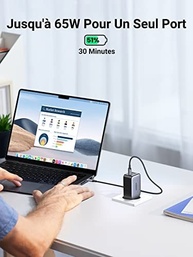 Carregador UGREEN 65W GaN USB-C: 3 Portas, PD Rápido para MacBook, iPhone, Samsung e Mais - imagem 4