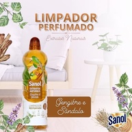 Sanol Limpador Perfumado Extratos Naturais Gengibre & Sândalo 1L - Limpeza Eficaz com Fragrância Sofisticada - imagem 3