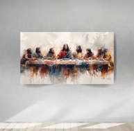 Quadro Santa Ceia 90x60cm Aquarela Moderno - Decore com Arte Exclusiva - imagem 3