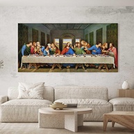 Quadro Decorativo Santa Ceia - Jesus Religioso 100x50cm em Tecido com Alta Definição - imagem 1