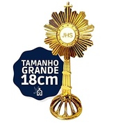 Ostensorio Santíssimo Sacramento 18cm Dourado - Miniatura de Mesa para Adoração e Decoração Religiosa - imagem 2