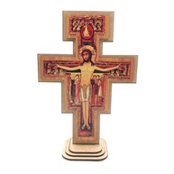 Crucifixo de Mesa São Francisco com Cruz de São Damião - 20 cm | Decoração e Fé - imagem 1