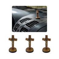 Kit 3 Crucifixos Pequenos São Bento 6cm para Painel de Carro - Madeira Autocolante - imagem 1