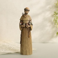 Estátua de São Francisco com Pássaros 30,5 cm - Escultura em Resina com Detalhes Pintados à Mão - imagem 2