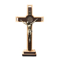 Crucifixo São Bento em Madeira e Metal - Mesa ou Parede - Tamanho P - imagem 1