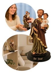 Imagem de São José Pai Adotivo de Jesus - Escultura em Resina 20 cm com Detalhes Ricos - imagem 5