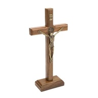 Crucifixo de Madeira com Medalha de São Bento 19cm - Mesa ou Parede - imagem 1