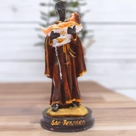 São Benedito Santo Negro - Escultura em Resina Italiana 15 cm | Detalhes Ricos & Pintura Manual - imagem 3