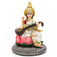 Estátua de Saraswati 13 cm - Mão Pintada - Decoração e Presente Religioso - imagem 1
