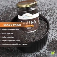 Pasta de Gergelim Preto Integral Tahine Black 220g Alimentação Saudável Saboroso Puro Fitness Acompanhamento Finaliza Pratos Sésamo Real - imagem 2