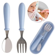 Kit Talheres Infantil em Aço Inox com Estojo Azul - Seguro, Saudável e Prático para Crianças - imagem 4