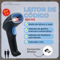 Scanner de Código de Barras: Kit 4 Wireless USB - imagem 1