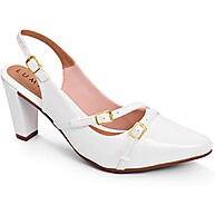 Scarpin Lumiss Branco com Fivelas: Elegância e Conforto - imagem 1