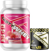 Tasty Whey 3W Sabor Morango 900g + Creatina 300g - Adaptogen Science - imagem 1