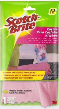 Luva de Cozinha Scotch-Brite Rosa com Aroma de Limão - Tamanho Pequeno - imagem 1