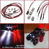 Kit 4 Luzes LED para Carro RC: 2 Brancas + 2 Vermelhas para SCX10, D90 - Iluminação e Estilo! - imagem 3