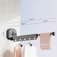 Rack de Secagem de Roupas Montado na Parede com Ventosas - Modelo Retrátil de Liga de Alumínio - imagem 3