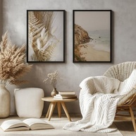 Kit 2 Quadros Decorativos Natureza Seco Bege - Estilo Praia Costeira com Moldura Minimalista - imagem 5