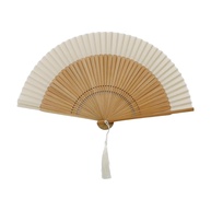 Ventoinha Dobrável Clássica 38cm em Seda de Bambu - Leque Elegante para Festas e Decoração - imagem 1