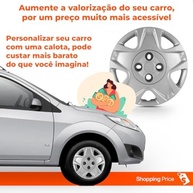 Kit 4 Calotas Aro 14 Fiesta Hatch Sedan 2011-2012 Prata Grid - Cubo Baixo - imagem 5