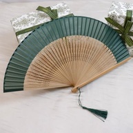 Ventoinha Dobrável de Sedu de Bambu 38cm - Leque Clássico Feminino para Festas e Decoração - imagem 3