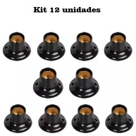 Kit com 12 Soquetes E-27 Pretos para Teto em PVC - Fixação Segura - imagem 2