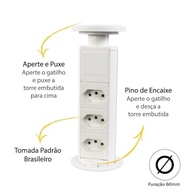 Torre de Tomada Retrátil Antichoque 3 Tomadas 10A Branca - Segurança e Praticidade - imagem 4