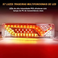 Par de Lanternas Traseiras LED 30cm: Segurança Total com Seta Sequencial e Alta Visibilidade para Caminhões e Reboques - imagem 4