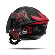 Capacete Aberto New Liberty 3 Flowers Vermelho Fosco - Estilo e Segurança para Você! - imagem 4