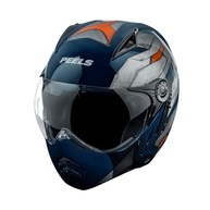 Capacete Peels Mirage Steel Azul/Laranja: Estilo, Segurança e Conforto com Queixeira Removível e Óculos Solar - imagem 3