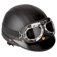 Capacete Coquinho Aberto Retrô com Óculos Integrado - Estilo e Segurança para Motociclistas - imagem 1