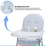 Cadeira de Alimentação Galzerano Alta Nick Azul - Segurança e Conforto até 23kg - imagem 4