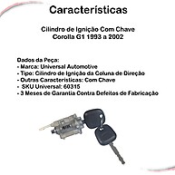 Cilindro de Ignição Corolla G1: Chave e Segurança - imagem 2