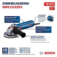 Esmerilhadeira Bosch GWS 12-125 S: Potência e Segurança - imagem 2