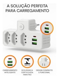 Extensão Elétrica 3 Tomadas + 2 USB + 1 Tipo-C: Carregue Tudo com Segurança e Estilo! - imagem 5