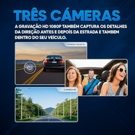 Câmera Automotiva 3 Lentes Full HD 1080p: Segurança Total com Visão Noturna e Sensor de Colisão - imagem 3