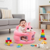 Almofada Infantil de Apoio Coelha Happy Day - Segurança e Conforto para Bebês Sentarem - imagem 1