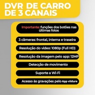 Câmera Veicular 3 Lentes Full HD 1080p com LCD 4" e Visão Noturna | Segurança Total - imagem 3