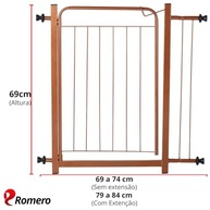 Portão de Segurança para Pets e Bebês | Largura Ajustável 69-84cm + Extensor 10cm | Cor Bronze - imagem 4