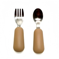 Conjunto de Colher e Garfo em Prata com Alça de Silicone - 6m+ | Seguro, Livre de BPA e Fácil de Segurar - imagem 3