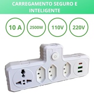 Régua de Energia 4 Tomadas + 3 USB (1 USB-C) - Carregamento Rápido e Seguro - imagem 4