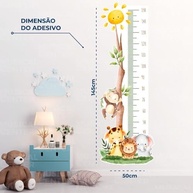 Régua de Crescimento Infantil com Adesivo de Bichinhos da Savana - Lavável, Seguro e Fácil Aplicação - imagem 3