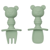 Kit Talheres de Silicone para Bebês Ursinho - Verde | Seguro, Ergonômico e Livre de BPA - imagem 2