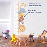 Adesivo Infantil Régua de Crescimento Bichinhos da Savana - Lavável, Seguro e Fácil Aplicação para Quarto de Bebê - imagem 4