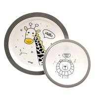 Kit Prato e Tigela Infantil Zoo com Ventosa - Design Divertido e Seguro para Refeições - imagem 1