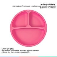 Prato de Silicone com Divisória Colors Rosa - Clingo | Seguro, Prático e Livre de BPA - imagem 5